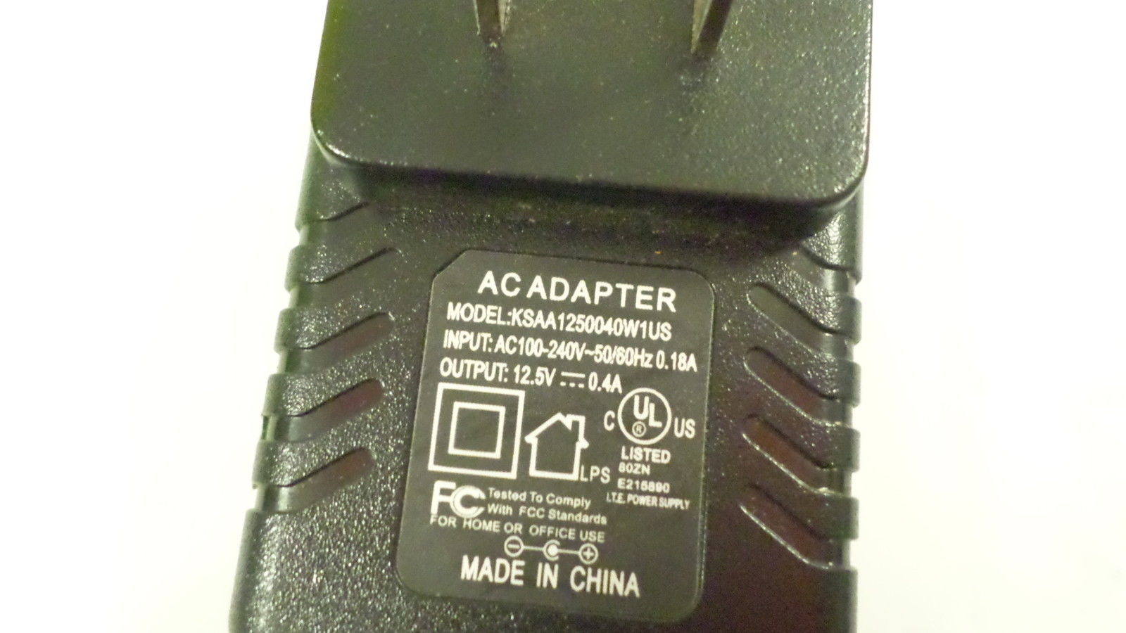 12.5V 0.4A New Vintage AC Adapter Model KSAA1250040W1US power supply