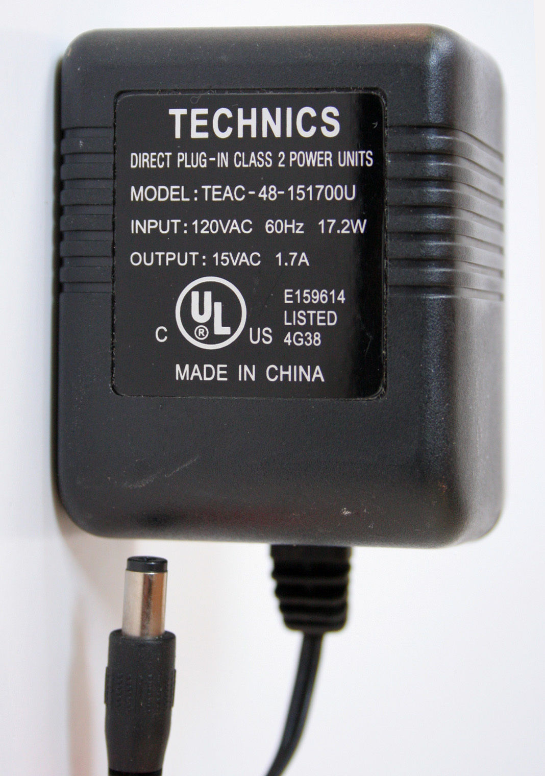 NEW Genuine TECHNICS Power Supply Adapter TEAC-48-151700U 15VAC 1.7A charger