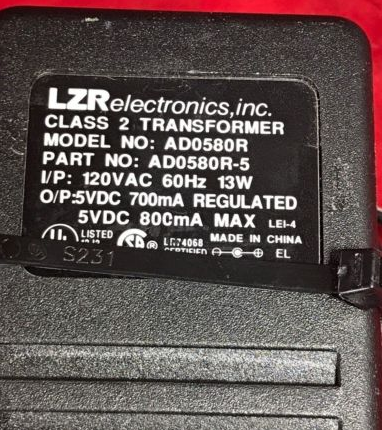 New Original 5V 700mA LZR Electronics AD0580R Charger Switching AC Adapter