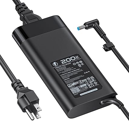 200W Laptop Charger HP Victus Charger, 4.5*3.0mm Blue AC Power Adapter for HP Victus Gaming 15, 16