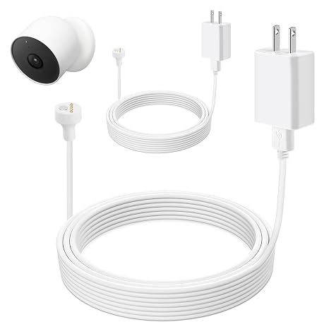 Battery Power Cable with Adapter Only for Google Nest Cam(Battery, 2nd Gen) Outdoor or Indoor, 16FT/