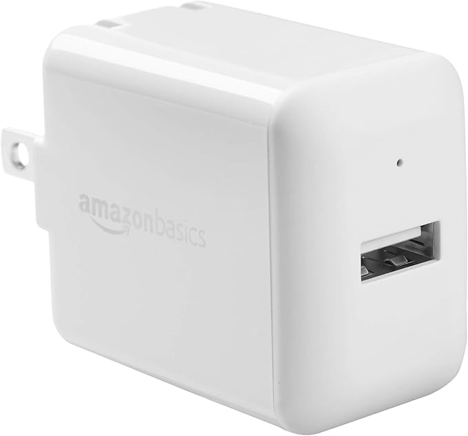 Amazon Basics 12W One Port USB-A Portable Wall Charger (2.4A) for Phones (iPhone 16/15/14/13/12/11/X