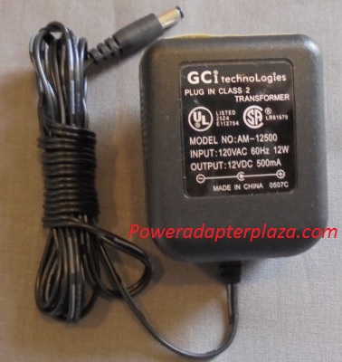 NEW 12V 500mA GCI TECHNOLOGIES AM-12500 TRANSFORMER AC POWER SUPPLY ADAPTER CHARGER