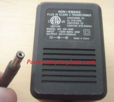 NEW 9V 1A HON KWANG AC WALL WART POWER SUPPLY ADAPTER CORD MOD#D9-1000